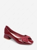 Square Toe Bowknot Chunky Heel Pumps