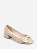 Square Toe Bowknot Chunky Heel Pumps