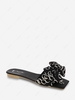 Square Toe Bowknot Vamp Low Heel Slides