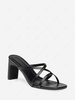 Square Toe Chunky Heel Solid Color Sandals