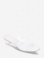 Square Toe Clear Vamp Slip-On Sandals