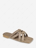 Square Toe Criss-Cross Quilted-Sole Flat Slides
