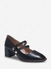 Square Toe Double Strap Chunky Heel Pumps