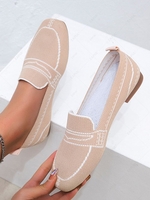 Square Toe Fly Weaving Flat Loafers
