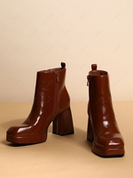 Square Toe Platform Chunky Heel Boots