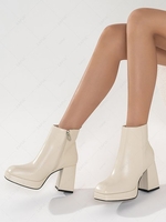 Square Toe Platform Chunky Heel Boots