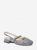 Square Toe Rhinestone Decor Sequins Slingback Flats