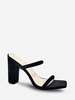 Square Toe Solid Color Chunky Heel Sandals