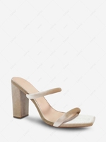 Square Toe Solid Color Chunky Heel Sandals