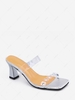 Square Toe Transparent with Rhinestone Decorative Strap Sandals
