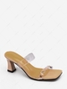 Square Toe Transparent with Rhinestone Decorative Strap Sandals