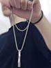 Stainless Steel Twist Bar Charm Necklace