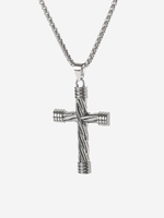Stainless Steel Twist Cross Pendant Necklace