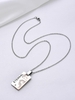 Stainless Steel Zircon Flower Dog Tag Necklace