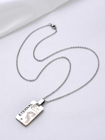 Stainless Steel Zircon Flower Dog Tag Necklace