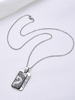 Stainless Steel Zircon Flower Dog Tag Necklace
