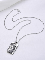 Stainless Steel Zircon Flower Dog Tag Necklace