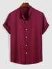 Stand Collar Solid Color Button Thin Shirt Xxl Red