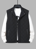 Stand Collar Zip Up Pocket Padded Waistcoat Quilted Vest Xl Black