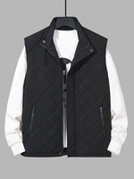 Stand Collar Zip Up Pocket Padded Waistcoat Quilted Vest Xs Black