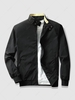 Stand Collar Zip Up Pocket Solid Color Jacket Xl Black