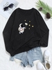 Star Astronaut Print Pullover Sweatshirt L Black
