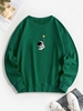 Star Astronaut Print Pullover Sweatshirt L Deep green