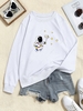 Star Astronaut Print Pullover Sweatshirt L White