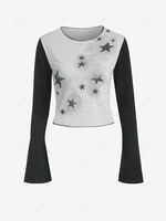 Star Colorblock Flare Sleeve Tee L