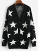 Star Drop Shoulder Button Up Cardigan Black
