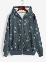Star Full Zip Pockets Hoodie L Dark gray