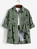 Star Pocket Frayed Denim Jacket L Green
