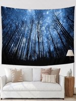 Starry Sky and Forest Print Tapestry