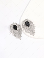 Statement Water Drop Rhinestone Fringe Earrings