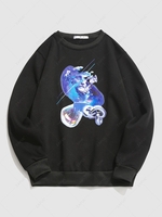 Statue Renaissance Print Fleece Sweatshirt Xl Black
