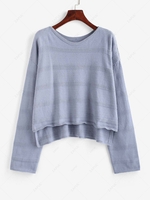 Stepped Hem Slouchy Sweater M Light blue
