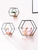 Stereoscopic Hexagonal Shape Wall Storage Holder Rack with Wooden Board