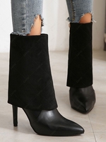 Stiletto Heel Pointed Toe Fold Over Boots