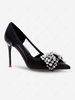 Stiletto Heel Pointed Toe Rhinestones Decor Pumps