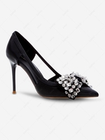 Stiletto Heel Pointed Toe Rhinestones Decor Pumps
