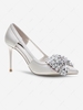 Stiletto Heel Pointed Toe Rhinestones Decor Pumps
