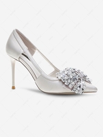 Stiletto Heel Pointed Toe Rhinestones Decor Pumps
