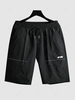 Stitching Pockets Drawstring Shorts L Black