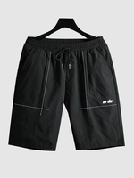 Stitching Pockets Drawstring Shorts Xs Black