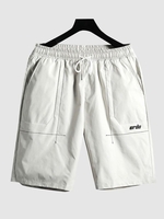 Stitching Pockets Drawstring Shorts Xs White