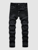 Stitching Ripped Jeans 40 Black