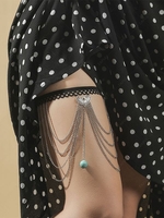 Stone Pendant Chain Fringe Thigh Chain