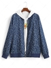 Stone Print Zip Fly Jacket S Blue
