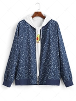 Stone Print Zip Fly Jacket Xl Blue