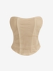 Strapless Mesh Overlay Corset Top L Coffee